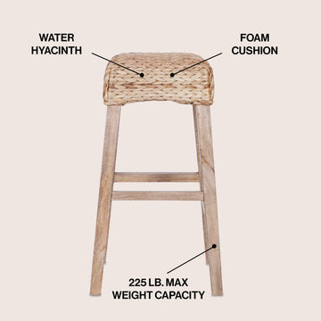 Maui Rustic Bohemian Hyacinth/Wood Backless Counter Stool